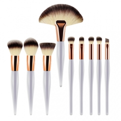 Unique design 9pcs makeup brush set with wooden handle,synthetic hair