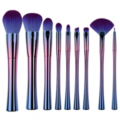 Professional 9pcs makeup brush set with aluminum handle
