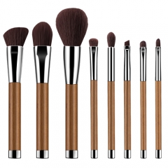 8 pieces makeup brush set  with raw wooden handle,high quality synthetic hair