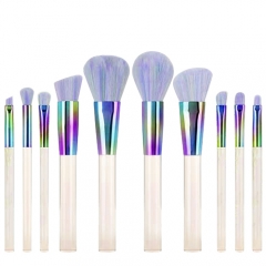 New arrival 10pcs makeup brush set with  plastic handle,synthetic hair