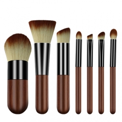7 pieces makeup brush set  with raw wooden handle