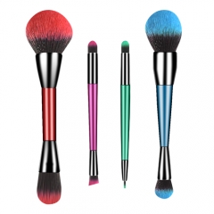 4pcs double-ended  makeup brush set  with wooden handle,multi-function makeup brush ,portable
