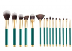 New arrival 15pcs makeup brush set with wooden handle,synthetic hair