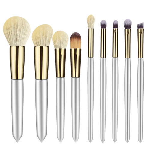 Professional 9 pieces makeup brush set with wooden handle,  synthetic hair