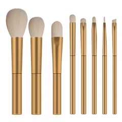 8 pieces gold metallic  makeup brush set