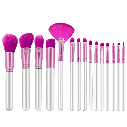 Professional 15 pieces makeup brushes set with purple synthetic hair