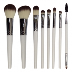 Essential 8pcs makeup brush set high quality white wooden handle natural cruelty-free  synthetic hair