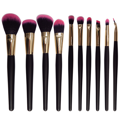 10pcs makeup brush set with wooden handle,high quality natural synthetic hair