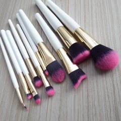 Elegant 10pcs makeup brush set white wooden handle high quality  synthetic bristles