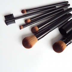 7pcs makeup brush set classical black wooden handle,super dense synthetic hair