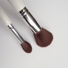 3 pcs double side makeup brush set with white wooden handle cosmetic brush for fan powder brush eyeshadow brush