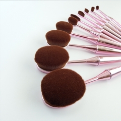 New design metallic Oval Makeup Brush Set (10-Piece)