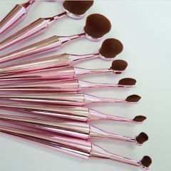 New design metallic Oval Makeup Brush Set (10-Piece)