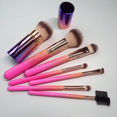 New Arrival 7pcs makeup brush set wooden handle natural synthetic hair