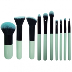 Professional 10 pieces makeup brush set  wooden handle  high dense synthetic hair
