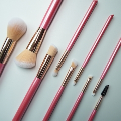9pcs makeup brush set plastic handle glitter pink powder contour eyeshadow makeup brush