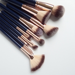 Wholesales 11pcs makeup brush set with wooden handle natural synthetic hair