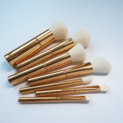 Brand new LS makeup brush set with aluminum handle,super soft white synthetic hair