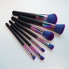 New product 7pcs makeup brush set with black  wooden handle,synthetic hair