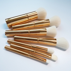 Brand new LS makeup brush set with aluminum handle,super soft white synthetic hair