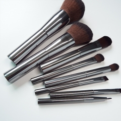 8 pieces makeup brush set with aluminum handle,high quality synthetic fiber bristles