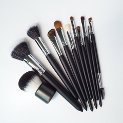 Professional 11 pcs Makeup Brushes Set Taper tail wooden handle, high quality synthetic hair and animal hair
