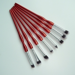 Hot sale 12pieces  makeup brush set with red plastic handle  high quality synthetic hair