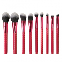 9 pieces exquisite pattern premium makeup brush set natural synthetic hair foundation powder blusher eyeshadow  brush