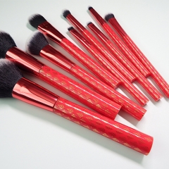 9 pieces exquisite pattern premium makeup brush set natural synthetic hair foundation powder blusher eyeshadow  brush
