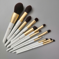 Makeup Brushes Set 12pc white Gold Make Up Brush Set Premium Synthetic Foundation Powder Concealers Eye Shadows