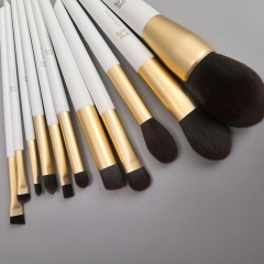Makeup Brushes Set 12pc white Gold Make Up Brush Set Premium Synthetic Foundation Powder Concealers Eye Shadows