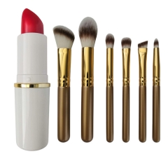 Premium 6 pcs cosmetic brush powder blush contour brow brush eyeshadow with white lipstic holder