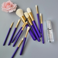 Professional blue wooden handle 11 makeup brush set cosmetic brush powder foundation brush
