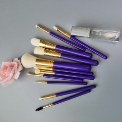 Professional blue wooden handle 11 makeup brush set cosmetic brush powder foundation brush