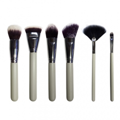 Professional 6pcs makeup brush set with wooden handle,synthetic hair