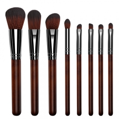 8pieces makeup brush set  with raw wooden handle,high quality synthetic hair