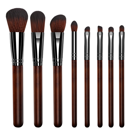 8pieces makeup brush set  with raw wooden handle,high quality synthetic hair
