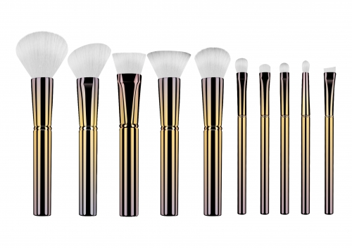 Newest 10pcs makeup brush set with aluminum handle,gradient color